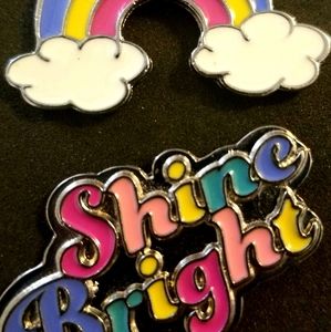 "Shine bright" & rainbow  pin set